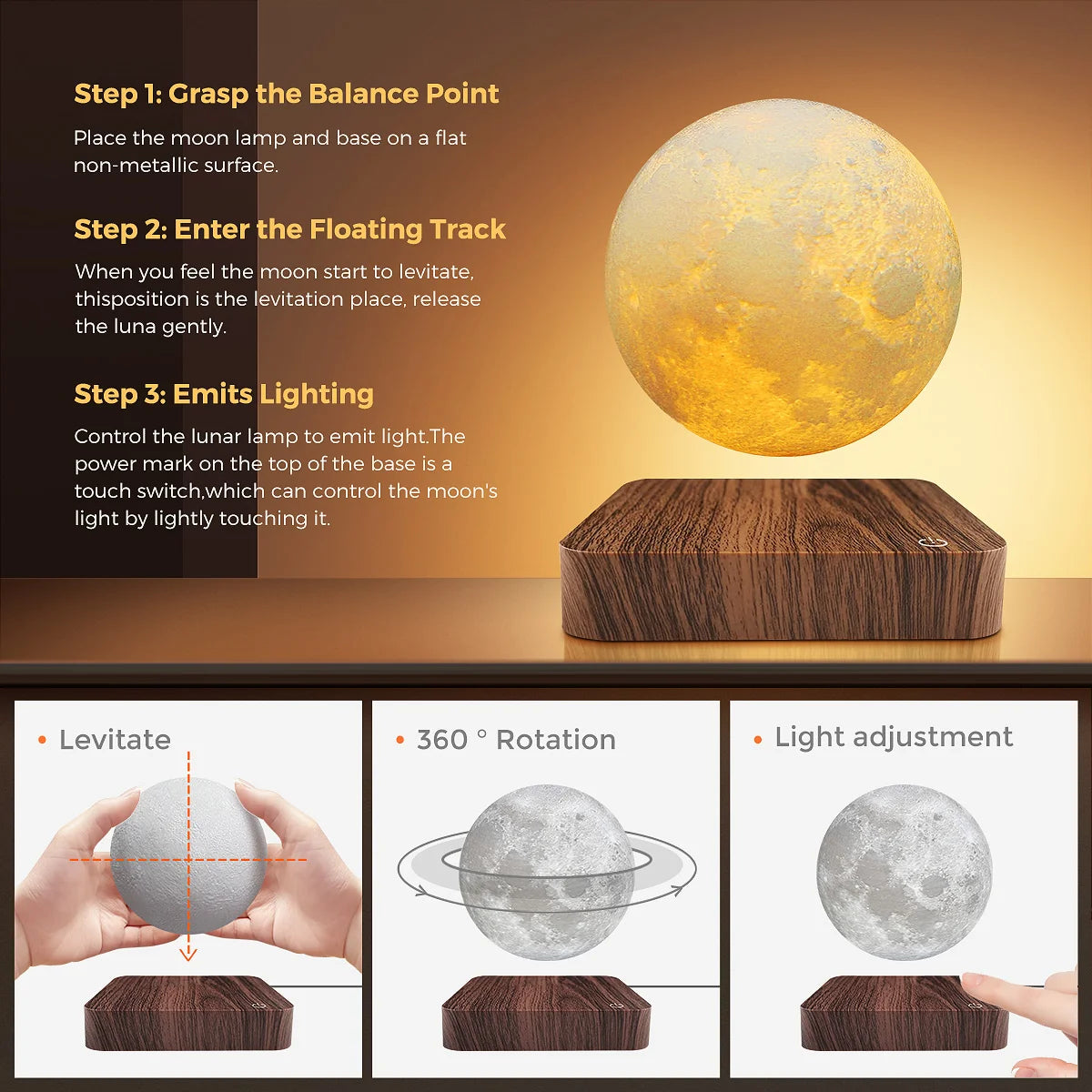 Levitating Moon Table Lamp